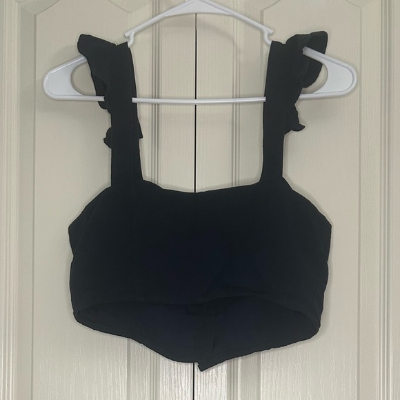 Women’s Ruffle-Shoulder Crop Top | Size S - Picture 2 of 3
